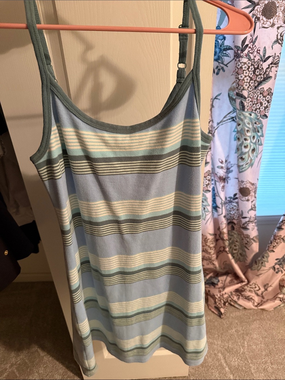 American Eagle Outfitters Light Blue & Sage Green Striped Mini Dress
